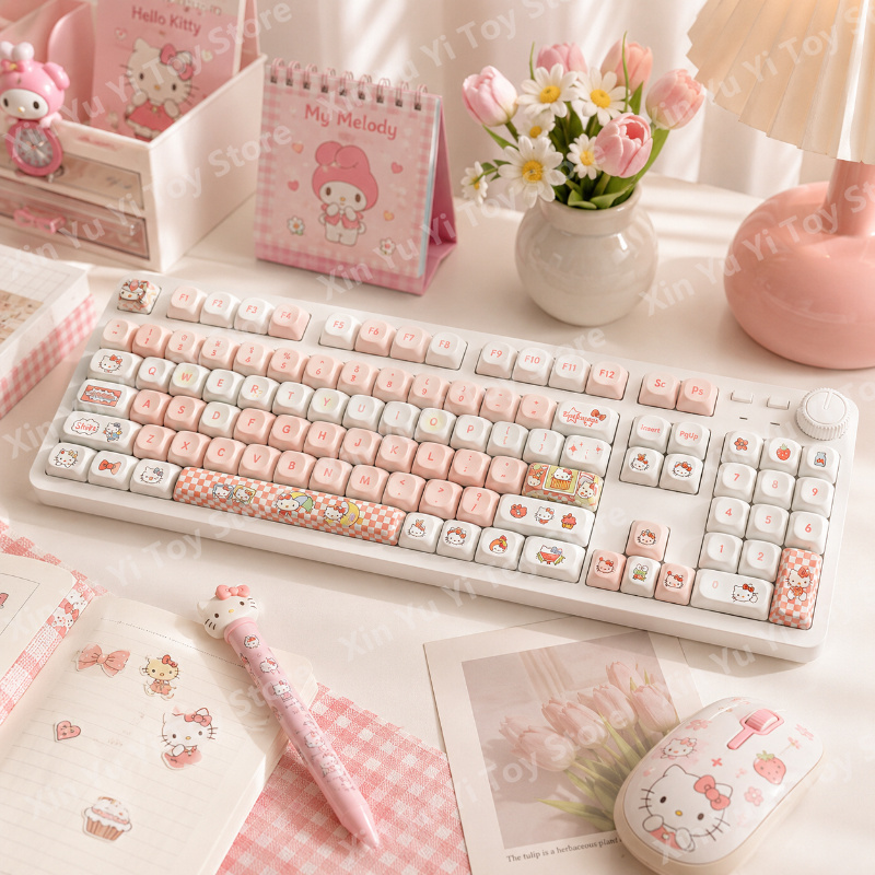 Gaming Accessories Pink - Проводная механическая клавиатура Sanrio Hello Kitty,