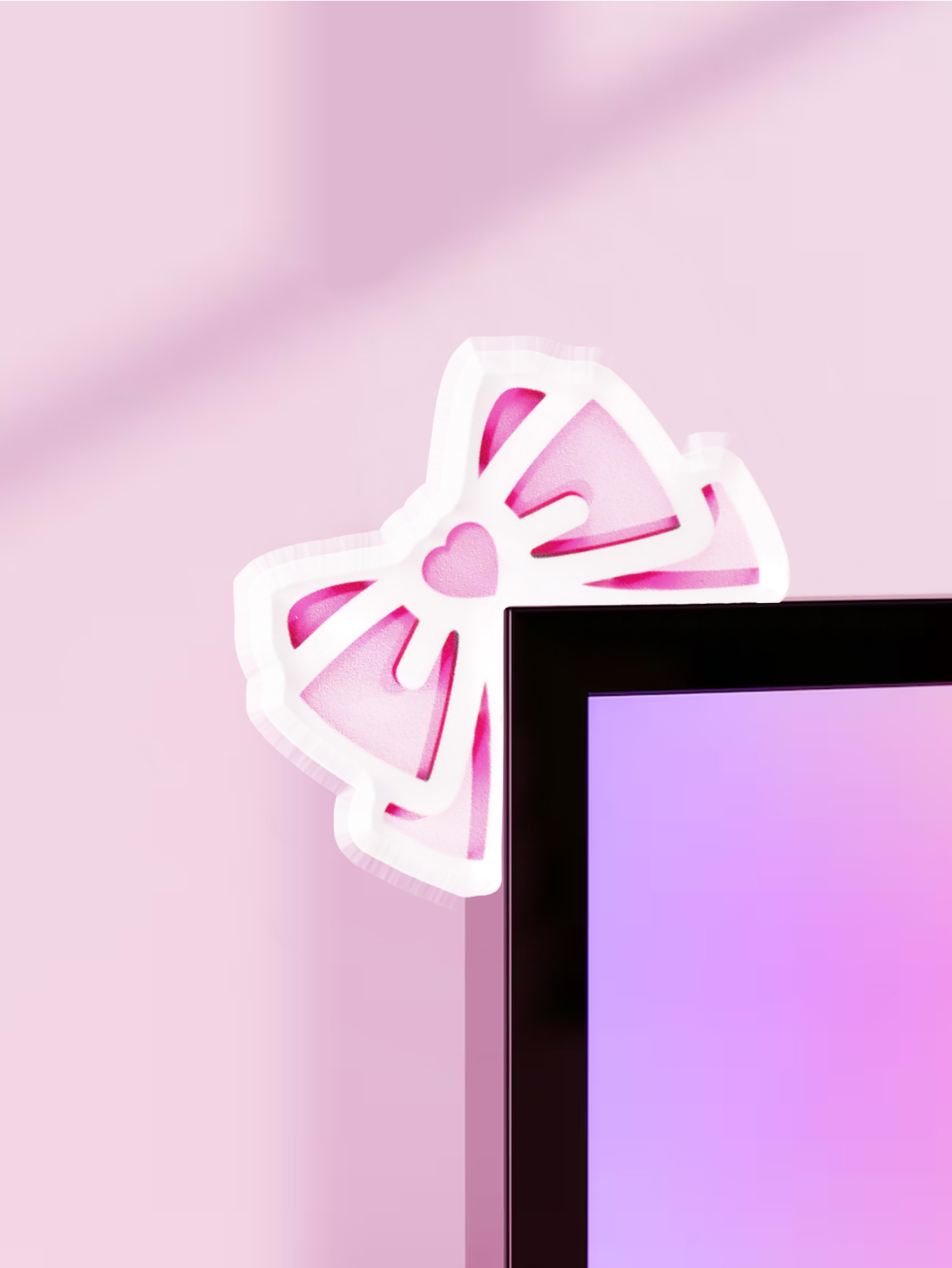 Gaming Accessories Pink - Kawaii Bow Monitor Decor Розовый акриловый